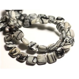 4pc - Stone Beads - Zebra Jasper Square 10mm - 8741140015777 