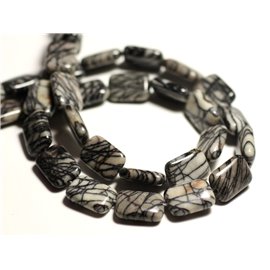 4pc - Stone Beads - Zebra Jasper Rectangles 14x10mm - 8741140015784 