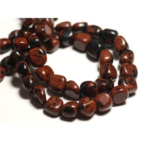 10pc - Perles de Pierre - Obsidienne Marron Acajou Mahogany Nuggets 6-10mm - 8741140015852 