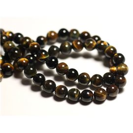 10pc - Stone Beads - Tiger Eye and Falcon Balls 6mm - 8741140015869 