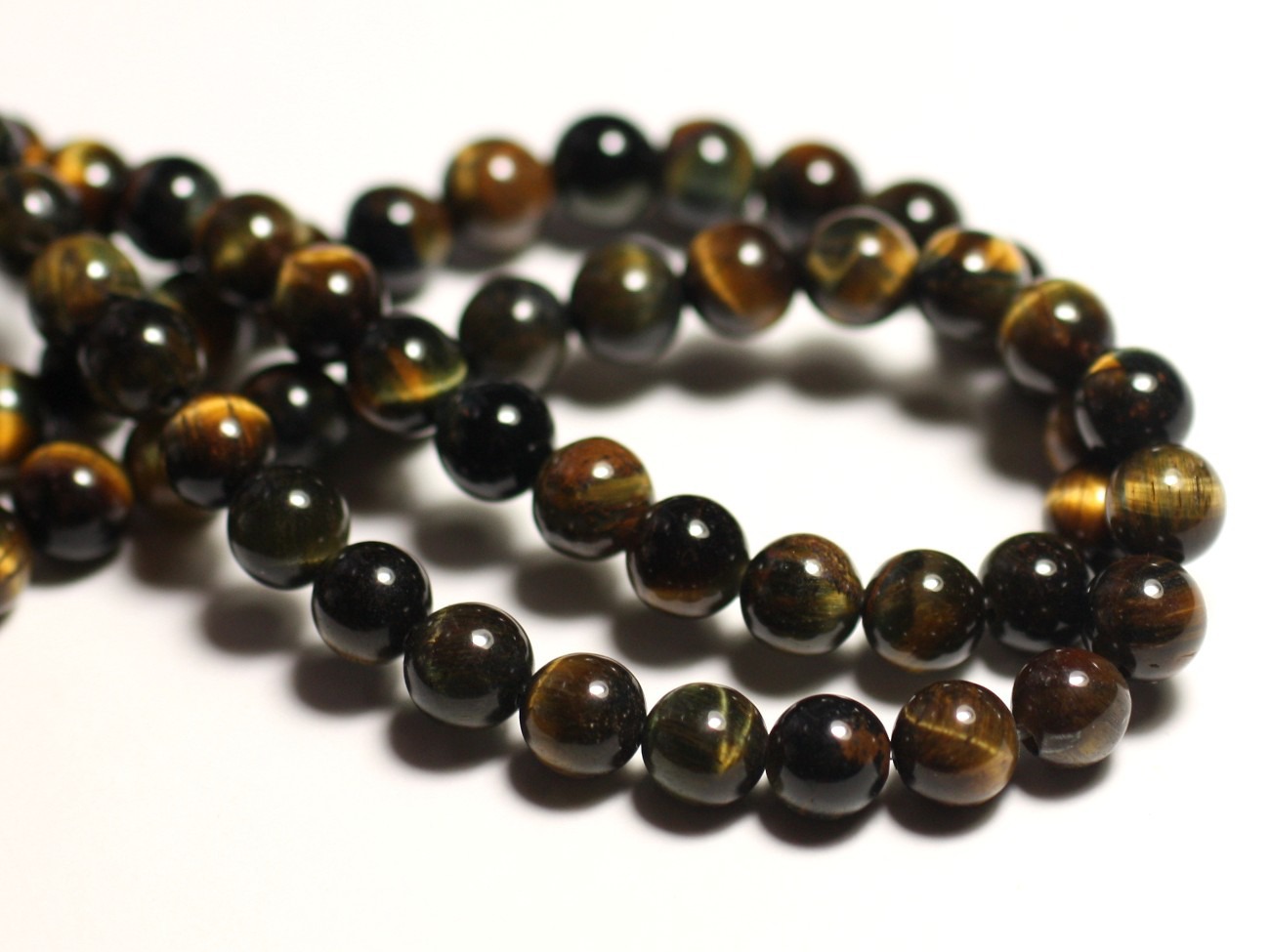 10pc - Perles de Pierre - Oeil de Tigre et Faucon Boules 6mm - 8741140015869 