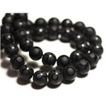 10pc - Perles de Pierre - Onyx Noir Mat Sablé Givré Boules 8mm Cercles Brillants - 8741140015883 10pc - Perles de Pierre - Onyx Noir Mat Sablé Givré Boules 8mm Cercles Brillants - 8741140015883