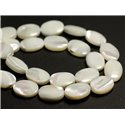 4pc - Perles Nacre blanche naturelle irisée Ovales 14x10mm - 8741140015838 