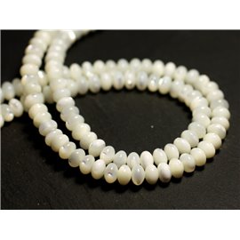 10pc - Natural white mother-of-pearl iridescent beads Rondelles Abacuses 6x4mm - 8741140015845 