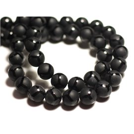 10 Stück - Steinperlen - Onyx Schwarz Matt Sandgestrahlt Frosted Balls 8mm Glänzende Luftballons - 8741140015890 