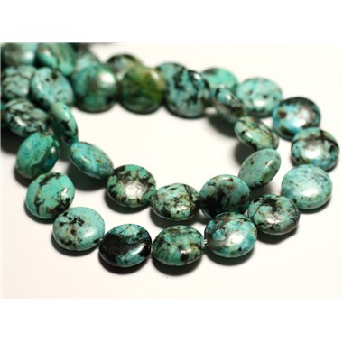 2pc - Perles de Pierre - Turquoise Afrique naturelle Palets 12mm - 8741140016002 