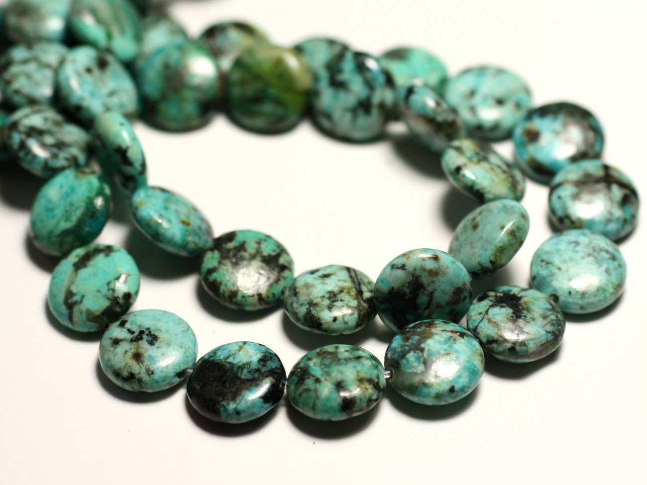 2pc - Perles de Pierre - Turquoise Afrique naturelle Palets 12mm - 8741140016002 