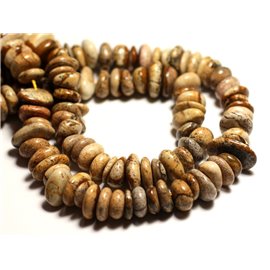 10pc - Beige Landscape Jasper Stone Beads Chips Rondelles 8-12mm - 8741140016194 