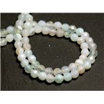 20pc - Perles de Pierre - Agate Boules facettées 4mm blanc bleu clair turquoise -  8741140015517 
