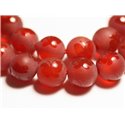 10pc - Perles de Pierre - Agate Rouge mat givré Papillon brillant Boules 8mm - 8741140015524 