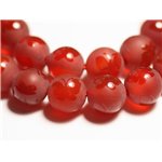 10pc - Perles de Pierre - Agate Rouge mat givré Papillon brillant Boules 8mm - 8741140015524 