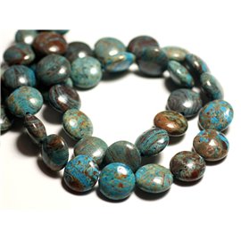 4pc - Cuentas de piedra - Jasper Landscape Autumn Blue Turquoise Palets 12mm - 8741140015661 