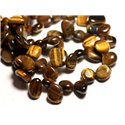 10pc - Perles de Pierre - Oeil de Tigre Chips Rocailles 8-14mm - 8741140016293 