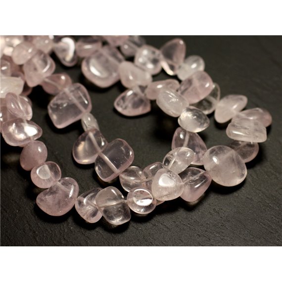 10pc - Perles Pierre - Quartz Rose Chips Ovales Gouttes 8-15mm Rose clair - 8741140016330