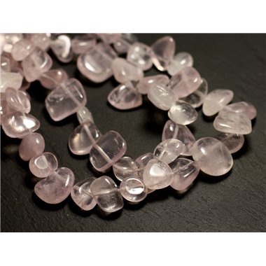 10pc - Perles Pierre - Quartz Rose Chips Ovales Gouttes 8-15mm Rose clair - 8741140016330