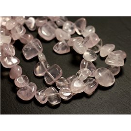 10pc - Cuentas de piedra - Chips de rosa de cuarzo Gotas ovaladas 8-15mm Rosa claro - 8741140016330