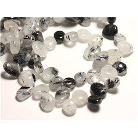 10pc - Stone Beads - Quartz Tourmaline Chips Rocailles 8-15mm - 8741140016347 