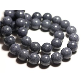 6pc - Stone Beads - Jade Balls 12mm Anthracite Grey - 8741140016125 