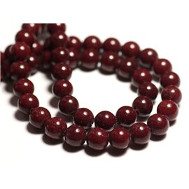 10pc - Stone Beads - Jade Balls 8mm Bordeaux Red - 8741140016088 
