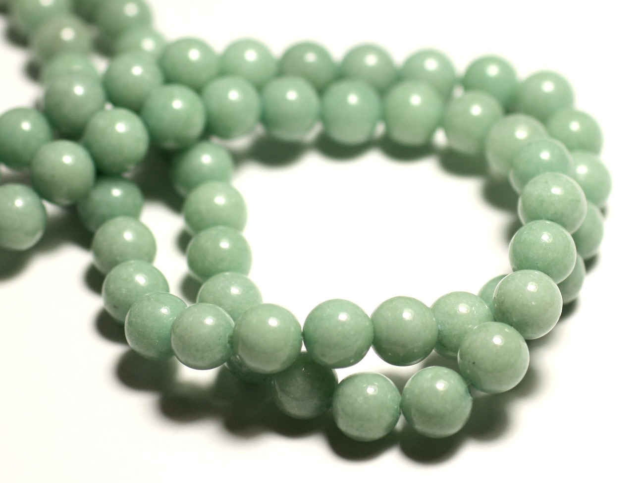 10pc - Perles de Pierre - Jade Boules 8mm Vert clair Amande Pastel - 8741140016101 