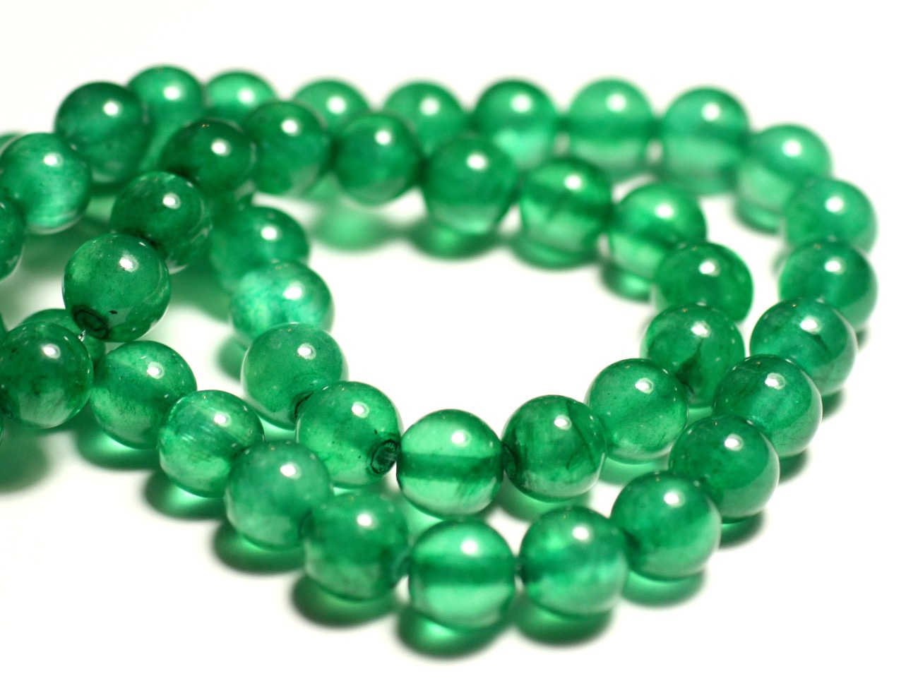 10pc - Perles de Pierre - Jade Boules 8mm Vert Emeraude Empire - 8741140016163 