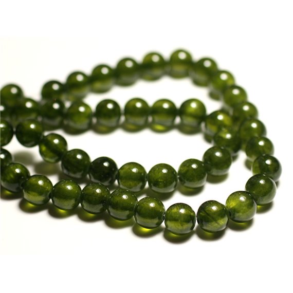 10pc - Perles de Pierre - Jade Boules 8mm Vert Olive Kaki - 8741140016170 