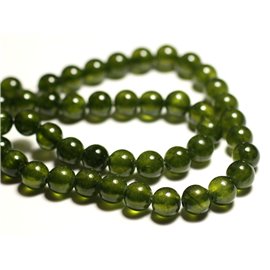 10pc - Stone Beads - Jade Balls 8mm Olive Green Khaki - 8741140016170 