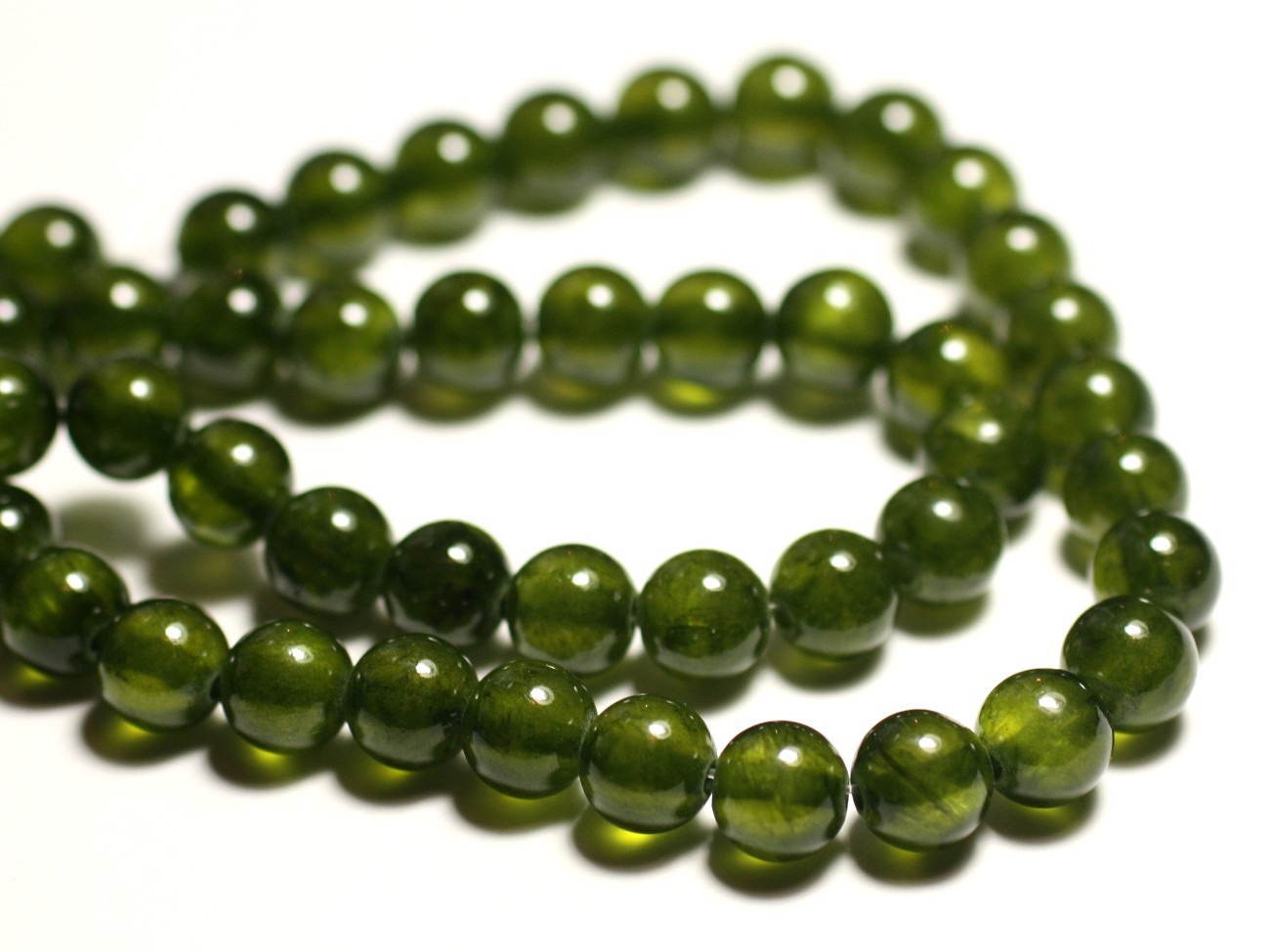 10pc - Perles de Pierre - Jade Boules 8mm Vert Olive Kaki - 8741140016170 