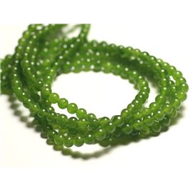 40pz - Perline di pietra - Sfere di giada 4 mm Verde oliva - 8741140016026