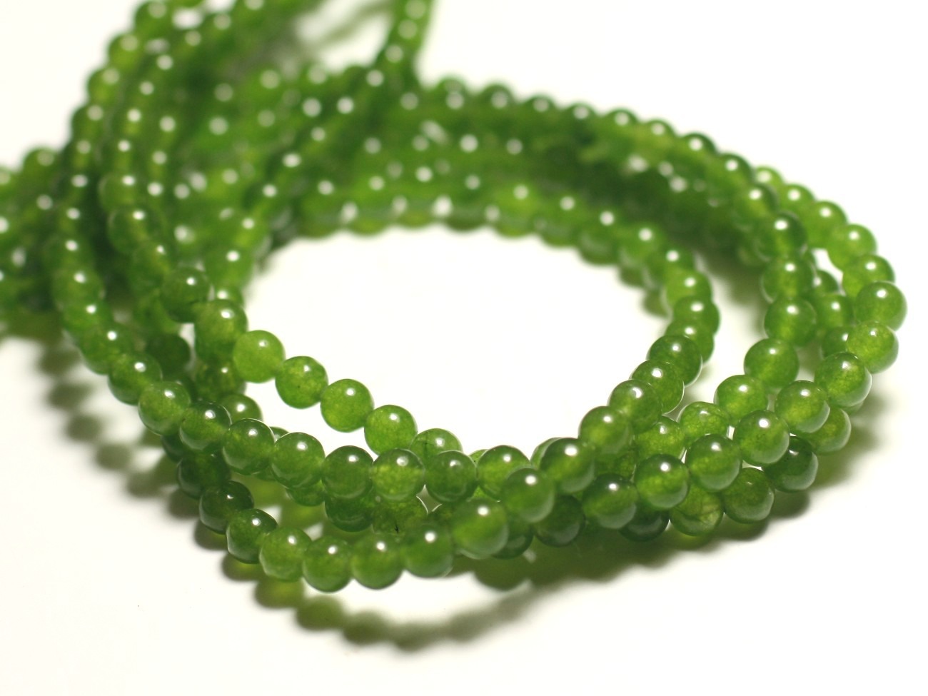 40pc - Perles de Pierre - Jade Boules 4mm Vert Olive -  8741140016026 