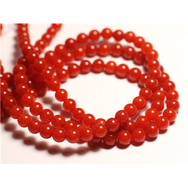 20pc - Perles de Pierre - Jade Boules 6mm Rouge Orange - 8741140016033 