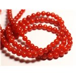 20pc - Perles de Pierre - Jade Boules 6mm Rouge Orange capucine - 8741140016033 