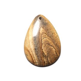 N11 - Colgante Piedra semipreciosa - Jaspe paisaje Beige gota 52mm - 8741140015265 