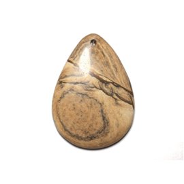 N12 - Semi precious stone pendant - Landscape Jasper Beige Drop 52mm - 8741140015272 