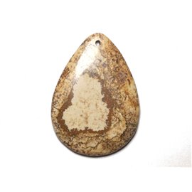 N13 - Semi precious stone pendant - Landscape Jasper Beige Drop 52mm - 8741140015289 