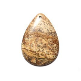 N14 - Semi precious stone pendant - Landscape Jasper Beige Drop 52mm - 8741140015296 