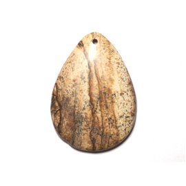 N20 - Semi precious stone pendant - Landscape Jasper Beige Drop 52mm - 8741140015357 