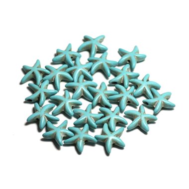 20pc - Perles Pierre Turquoise synthèse reconstituée Etoiles de Mer 14mm Bleu Turquoise - 8741140015227 