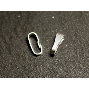 2pc - Bélières Clip Argent 925 massif poinçonné 8x3.5x2.5mm - 8741140015135 