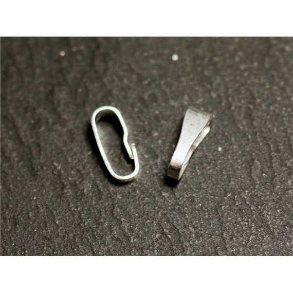 20pc - Bélières Clip Argent 925 massif poinçonné 8x3.5x2.5mm - 8741140015142 