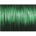 5 Mètres - Fil Corde Cordon Coton Ciré 1mm Vert Empire Emeraude - 8741140014824