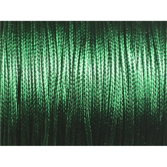 5 Mètres - Fil Cordon Coton Ciré enduit 1mm Vert Empire - 8741140014824 