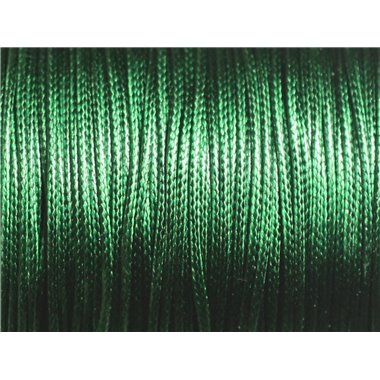 5 Mètres - Fil Corde Cordon Coton Ciré 1mm Vert Empire Emeraude - 8741140014824