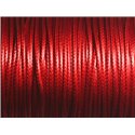 5 mètres - Cordon coton ciré enduit 1.5mm Rouge vif brillant - 8741140014893 
