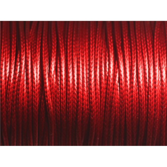 5 mètres - Cordon coton ciré enduit 1.5mm Rouge vif brillant - 8741140014893 