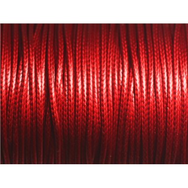 5 mètres - Cordon coton ciré enduit 1.5mm Rouge vif brillant - 8741140014893 