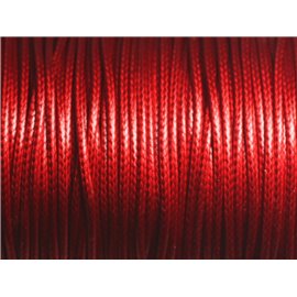 5 metri - Cordino in cotone cerato rivestito 1,5 mm Rosso brillante brillante - 8741140014893 