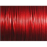 5 mètres - Cordon coton ciré enduit 1.5mm Rouge vif brillant - 8741140014893 