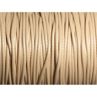 5 mètres - Cordon coton ciré enduit 1.5mm Beige clair ivoire crème - 8741140014916 