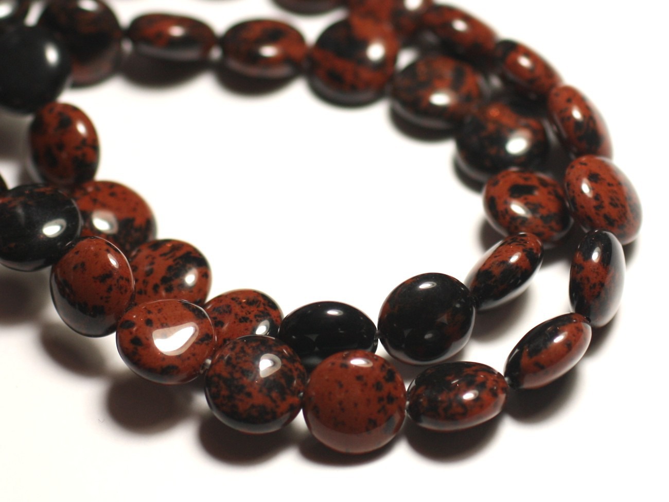6pc - Perles de Pierre - Obsidienne Acajou Mahogany Marron Palets 10mm - 8741140015050 